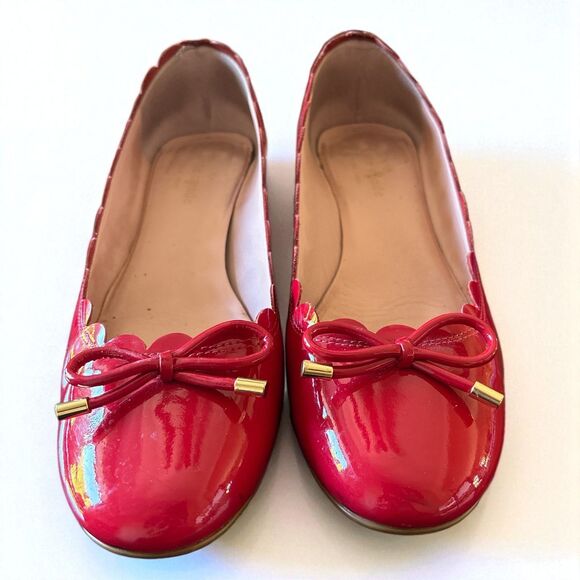 Kate Spade NY Scalloped Red Patent leather  Block Heel Pumps  Size 8M - Picture 3 of 6